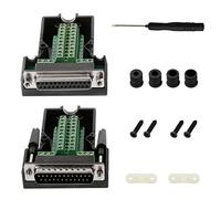 Youmile 2PCS DB25 D-SUB Connector 25Pin Male And Female 2 ROW Terminals Adapter Breakout PCB Board For DIY With Slotted screwdriver + Wire Cover