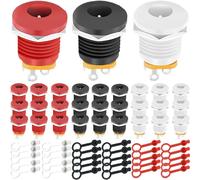 Youmile 30 pcs DC Power Jack 5.5 x 2.1mm Female Recessed Socket 3 Pin Female DC Barrel Jack Panel Mount Connector 6V 9V 12V red white black with Rubber Protector Caps