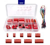 Youmile 40 PCS DIP Switch Assorted Kit Red 1 2 3 4 6 7 8 9 Position 2.54mm On Off Slide Type Switch For Breadboard With Jump Wire