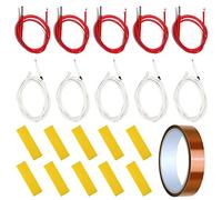 Youmile 5 Pcs 24V 40W 620 Ceramic Cartridge Heater 1m/3.3ft Wire for 3D Printer with 5 Pcs 100K ohm NTC 3950 Thermistor, High Temp Tape, 10 Pcs Heating Block Cotton