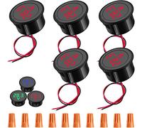 Youmile 5 pcs DC 5-100V Digital Voltmeter LED Digital Display Auto Voltmeter Car Voltage Detector Tester Monitor Accurate measurement with knob cap for Motorcycle Boat Truck Camper Caravan(Red)