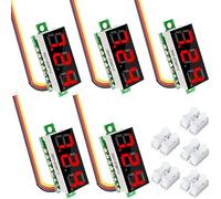 Youmile 5 pcs DC Voltage Display 0.28inch 3 Wire LED Display Red Panel Mini Digital Voltmeter DC 0-100V Voltmeter Tester Meter with Crimp terminal CH-2