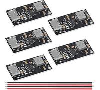 Youmile 5 pcs Lithium battery charging board 3A Polymer Ternary Lithium Battery Quick Fast Charging Board Type-C USB Input High Current IP2312 CC/CV Mode 5V To 4.2V with 26AWG Red and black cable