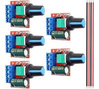 Youmile 5 pcs Mini DC Motor PWM Speed Controller DC 5V-35V 5A Rotary potentiometer Speed adjustment Switch Controller with LED Indicator Switch durable with 24AWG Red and black cable