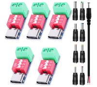 Youmile 5 pcs PD Trigger Module USB-C Fast Charge Decoy Trigger Module 5V 9V 12V 15V 20V Constant Voltage Fixed Output with Dial Switch Adjustable Voltage with DC Connector Kits DC male cable