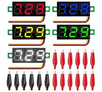 Youmile 5PCS DC 0-100V Mini Digital Voltmeter 0.28 Inch 5 Color Red Green Yellow Blue White LED Display Three-Wire Voltage Tester with 15PCS Alligator clip