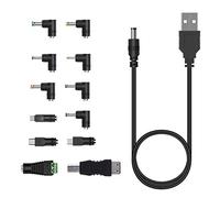 Youmile 5V Universal USB to DC Power Cable 5.5x2.1mm with 12PCS Connector(5.5x2.5, 4.8x1.7, 4.0x1.7, 4.0x1.35, 3.5x1.35, 3.0x1.1, 2.5x0.7, Micro USB, Type-C, Mini USB, Universal Port, Printer Port)