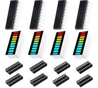 Youmile 8 pcs 10 Segment LED Bar Graph Display red yellow blue green + LM3914N-1 Dot/Bar Display Driver LED Display Driver Combo Kit with DIP-20 DIP-18 IC socket for DIY