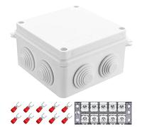 Youmile ABS Plastic Waterproof Dustproof Junction Box 100 x 100 x 70 mm (3.9 x 3.9 x 2.8 inch) IP55 Electronic Project Enclosure Box for Outdoor with 5P Terminal Block, 10 Pcs Fork Connector