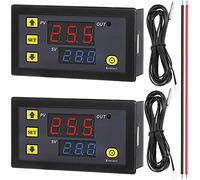 Youmile Digital Temperature Controller module W3230 DC 12V 20A LED Thermostat Thermometer Temperature Control Switch Sensor with Waterproof Probe -50℃ to 120℃ with red and black cable,pack of 2