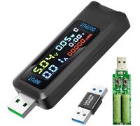 Youmile USB Tester Multi-Functional Digital Tester Voltage Current Meter DC 4.5-36V 0-5A Power Capacity Tester Supports Multiple Fast Charging Protocols with USB to USB Adapter USB Load