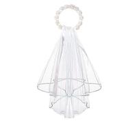 YOUNAFEN Elegant Floral Bridal Headband with Veil Bridal Crown Veil Bridal Veil for Hen Party Bridal Shower Gift 80cm White