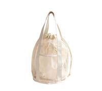 YOUNAFEN Travel Cosmetic Bag Large Capacity Washing Bag Handbag With Drawstring Foldable Casual Beach Bag With 2 Pockets, Cream