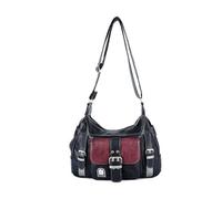 YOUNAFEN Women's Color Block Shoulder Bag PU Leather Messenger Bag Ladies Punk Messenger Bag Vintage Bag for Daily Dating