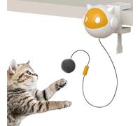 YounBeauty Automatic Cat Toys Ball Lifting Retracting Cat Toy with Feathers, ABS Plastic Nylon Rope, 20”Stretch, No Drill Installation for Indoor Use