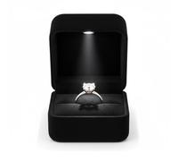 YounBeauty Black Velvet LED Ring Box for Proposal - Automatic Light Up Jewelry Box with Suede Lining, for Engagement Wedding Rings & Romantic Surprises