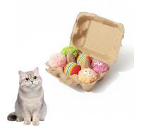 YounBeauty Cat Toys Balls Set 6PCS，Glitter Eyeball & Rainbow Crinkle & Plush Pom Pom， Interactive Kitten Toys for Indoor Cats, Stimulating Exercise & Hunting Instincts