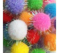 YounBeauty Sparkle Crinkle Balls for Cats，40 Pcs 1 Inch Noiseless Kitten Toys with Reflective Strips, Soft Pom Pom Balls for Batting & Chasing