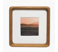 Youncewooder 4x4 Picture Frame with 2x2 Mat - Solid Teak Wood Square Frame, Wall & Tabletop Display for Baby & Pet Photos (4x4,Teak)
