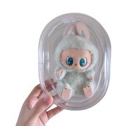 Youncewooder Protective Case for Labubu with Keychain,Carrying bag Compatible with 15cm Plush dolls,Clear Travel Storage Box & Display Cover for Collectible Figures .(15CM-B)