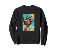 Young African American Girl Gazing Sunny Sky Tie Dye Shirt Sweatshirt