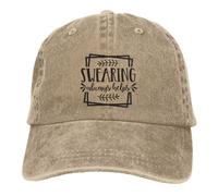 Young at Heart Slightly Older in Other Places Baseball Cap Golf Dad Hat Adjustable Low Profile Cotton Hat Men Women, Swearing Always Helps Natural 14, One size