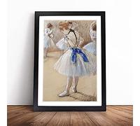 Young Ballet Ballerina Dancers By Edgar Degas Framed Wall Art Picture Print - Canvas Painting - Modern Home Décor Poster - Ready to Hang for Living Room Bedroom Kitchen - Black A3 (36 x 48 cm)