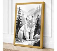 Young Bear Among Pines Canvas Wall Art Print 24x16 Inch