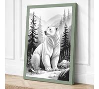 Young Bear Among Pines Canvas Wall Art Print 24x16 Inch