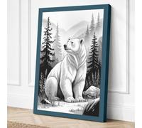Young Bear Among Pines Canvas Wall Art Print 24x16 Inch