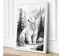 Young Bear Among Pines Canvas Wall Art Print 24x16 Inch