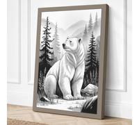 Young Bear Among Pines Canvas Wall Art Print 36x24 Inch