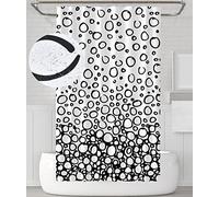YOUNG DA Cobblestone Shower Curtain, Black and White Soap Bubbles Pattern for Bathroom, Fabric Polyester, Mould Proof Resistant Washable and Waterproof, 72x72inch with 12Hooks