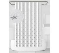 YOUNG DA Fabric Shower Curtain Grey & White Pentagram Design for Bathroom, Shower Curtains Mould Proof Resistant 72x72 inch, Washable Fabric, Includes 12 Hooks