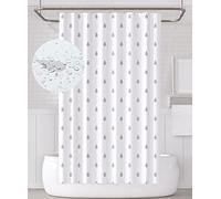 YOUNG DA Fabric Shower Curtain Grey & White Water Droplets Design for Bathroom, Shower Curtains Mould Proof Resistant 72x72 inch, Washable Fabric, Includes 12 Hooks