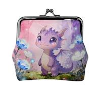Young Dragon Pattern Leather Coin Purse for Women-Small Kiss Lock Wallet, Mini Card Holder for Keys Lipstick, Cute Change Purse for Travel