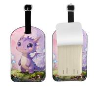 Young Dragon Pattern Leather Luggage Tag-Personalised ID Bag Tag for Suitcase, Privacy Cover Travel Accessory with Strap for Suitcase Backpack
