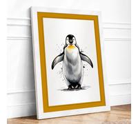 Young Emperor Penguin Modern Framed Wall Art Print A3 (42×29.7cm) White, Wall Decor for Living Room, Bedroom, Office & Home, Ready to Hang, Art Gift