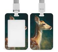 Young Fawn with White Spots ID Badge Holder Retractable Clip Card Holder Card Protector Name Badge Name Tag for Work Office Doctor Nurse