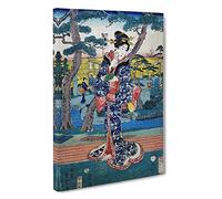 Young Girl at a Tea-house by Utagawa Hiroshige Canvas Print | Gallery Wrapped 30mm Frame Wall Art | 30x20 inches | Ready to Hang | Asian People Picture | Living Room Bedroom Lounge Office
