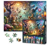 Young Girl Joyfully Runs Through a Vibrant Magical Forest Filled Puzzles for Adults 1000 Pieces, Imagination and Adventure Jigsaw Puzzles, 19.5 x 27.5 Inch