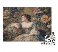 Young Girl Sitting Next to Floral Decoration Jigsaw Puzzles. 1000pcs (75x50cm) Whimsical Challenge Toy for Educational Games Gifts