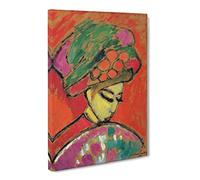 Young Girl With A Flowered Hat By Alexej Von Jawlensky Canvas Print | Gallery Wrapped 30mm Frame Wall Art | 24x16 inches | Ready to Hang | Classic People Picture | Living Room Bedroom Lounge Office