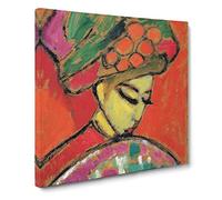 Young Girl With A Flowered Hat by Alexej von Jawlensky Canvas Print | Gallery Wrapped 30mm Frame Wall Art | 14x14 inches | Ready to Hang | Classic People Picture | Living Room Bedroom Lounge Office