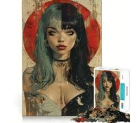 Young Goth Girl Poster 1000 Piece Jigsaws for Adults Mind Train Fun Precision Cut Smooth Edges Absorbing Activity for Quiet Nights (38x26cm)