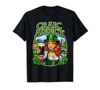 Young Irish with Pint of Stout and Craic Addict T-Shirt