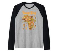 Young King African Map Tribal Culture Pattern Women Men Raglan Baseball Tee