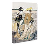 Young Ladies by the Seashore by Utagawa Toyokuni Canvas Print | Gallery Wrapped 30mm Frame Wall Art | 30x20 inches | Ready to Hang | Asian Picture | Living Room Bedroom Lounge Office