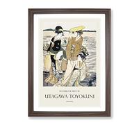 Young Ladies By The Seashore By Utagawa Toyokuni Exhibition Museum Asian Japanese Framed Print | A3 Walnut Framed Wall Art | Ready to Hang | Asian Nature Picture | Living Room Bedroom Lounge Office