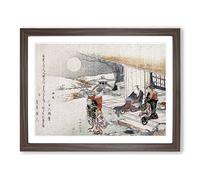Young Lady With Lamp By Katsushika Hokusai Asian Japanese Framed Print | A2 Walnut Framed Wall Art | Ready to Hang | Asian Nature Picture | Living Room Bedroom Lounge Office
